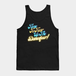 Time To Tear Up The Dancefloor! Blue and Yellow Ex Machina Nathan Quote Tank Top